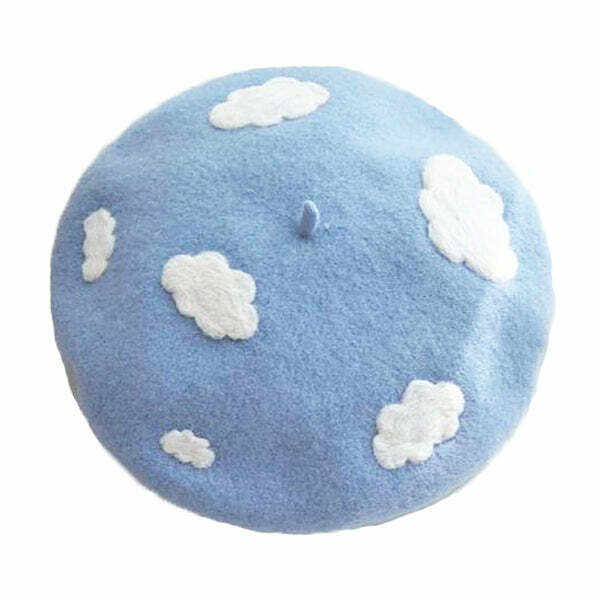 Cloudy Skies Beret - Y2K & 90s Fashion, Grunge, Retro, Pastel Goth