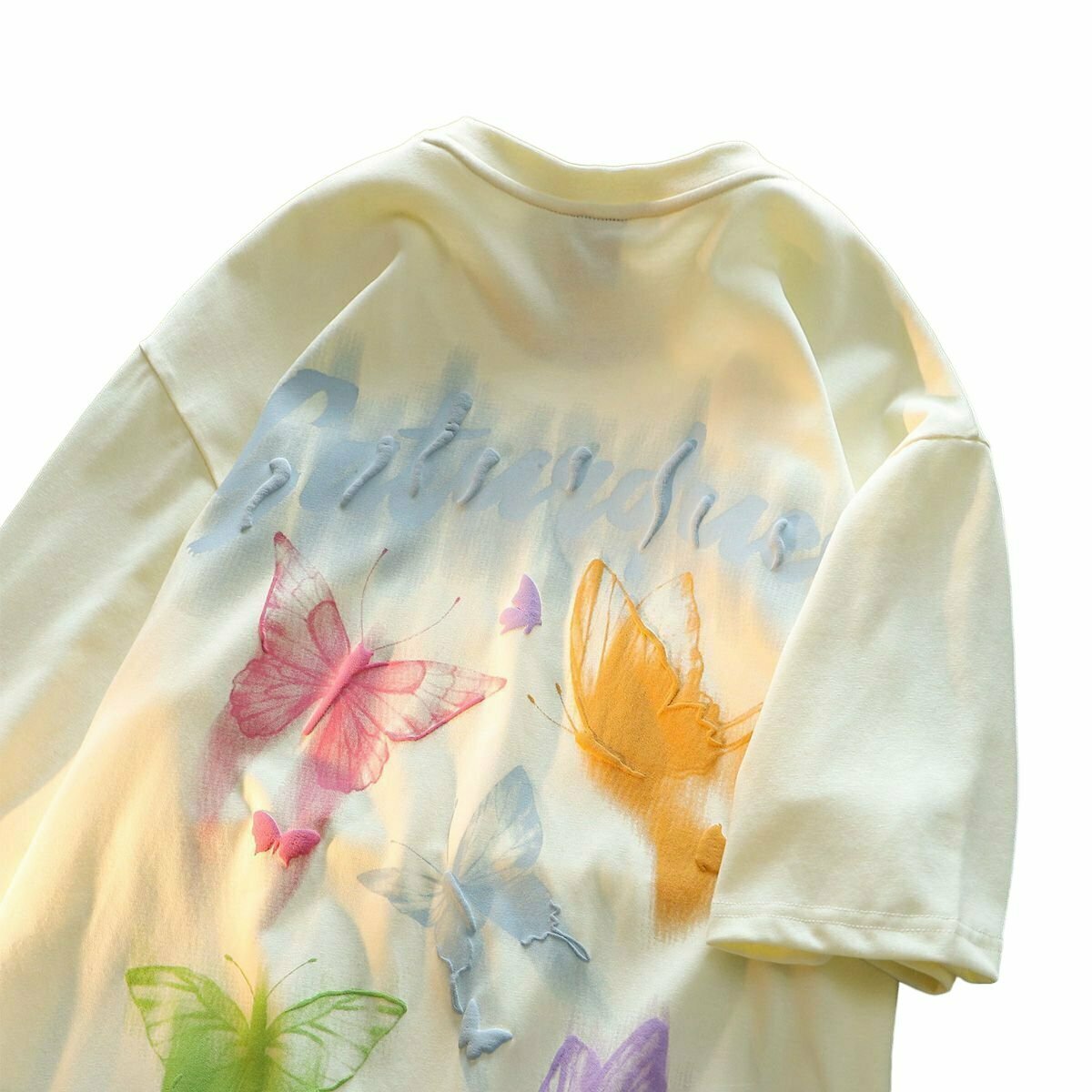 Colorful Butterfly Print T-shirt - Y2K Summer Grunge, 90s Retro, Pastel Goth, Y2