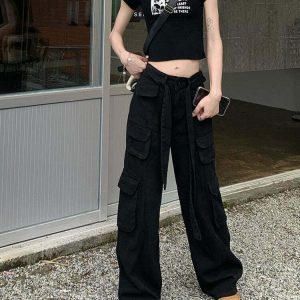 Comfy Cute Cargo Pants - Y2K Summer Grunge Outfit, 90s Fashion, Retro Style, Y2K