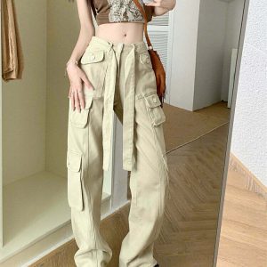 Comfy Cute Cargo Pants - Y2K Summer Grunge Outfit, 90s Fashion, Retro Style, Y2K