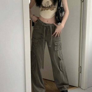 Comfy Cute Cargo Pants - Y2K Summer Grunge Outfit, 90s Fashion, Retro Style, Y2K