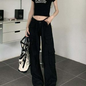 Comfy Cute Cargo Pants - Y2K Summer Grunge Outfit, 90s Fashion, Retro Style, Y2K