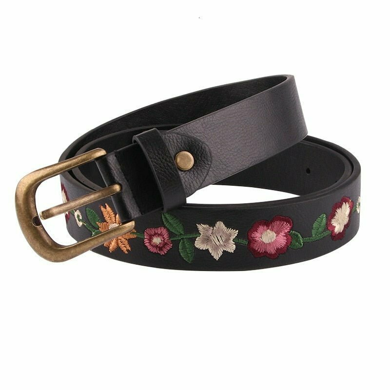 Coquette Embroidered Flower Belt - Y2K & 90s Fashion, Grunge, Retro, Pastel Goth