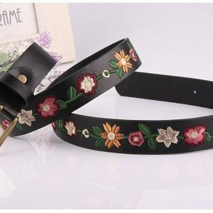 Coquette Embroidered Flower Belt - Y2K & 90s Fashion, Grunge, Retro, Pastel Goth