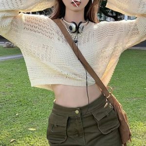 Cozy Couture Knit & Olive Mini: Y2K Summer Grunge Outfit, 90s Fashion, Retro Style, Baby