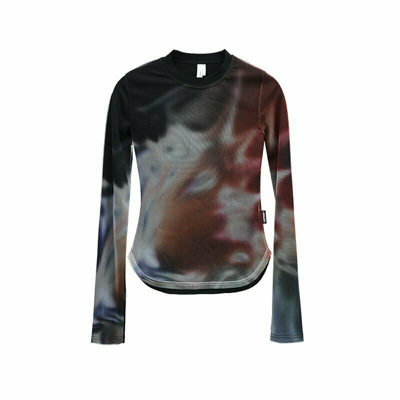 Cyber Y2k Tie Dye Mesh T-Shirt - Retro 90s Grunge, Summer Y2k Outfits, Past