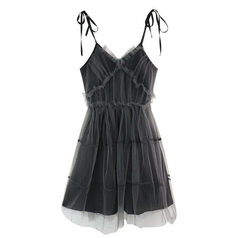 Dark Goth Elegant Dress - Y2K Summer Grunge Outfit, 90s Fashion, Retro Style, Y2K Party