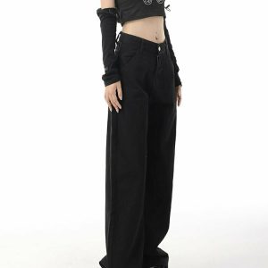 Downtown Girl Star Black Jeans - Y2K & 90s Fashion, Grunge, Retro, Summer & Party Out