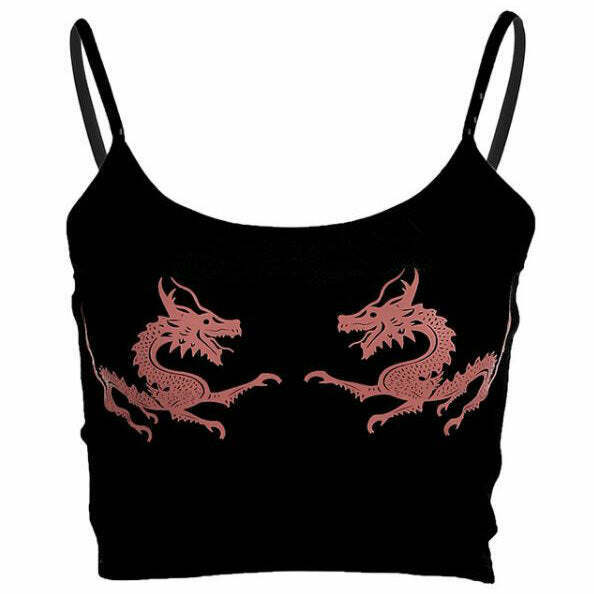 Dragon Skinny Tank - Y2K & 90s Fashion, Grunge, Retro, Summer & Party Outfits for