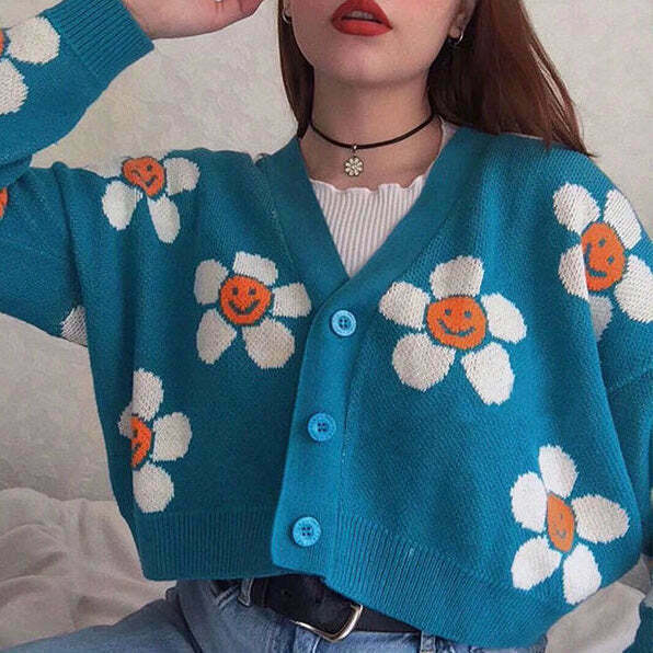 Dreams Of Daisies Cardigan - Y2K & 90s Fashion, Grunge, Retro, Summer