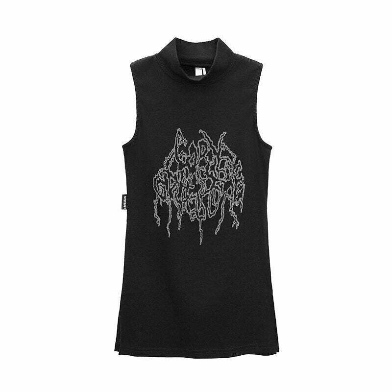 Edgy Y2K Black Tank Top - Perfect for 90s Grunge, Summer Outfits, and Retro Parties