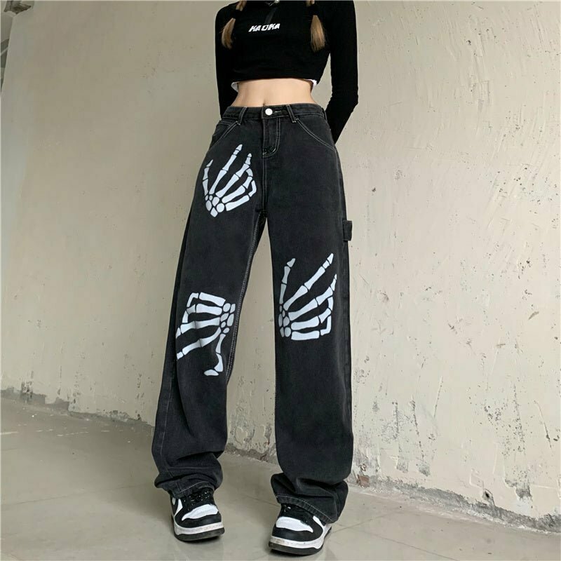 Egirl Goth Wide Leg Pants - Y2K & 90s Fashion, Grunge, Retro, Summer & Party Out