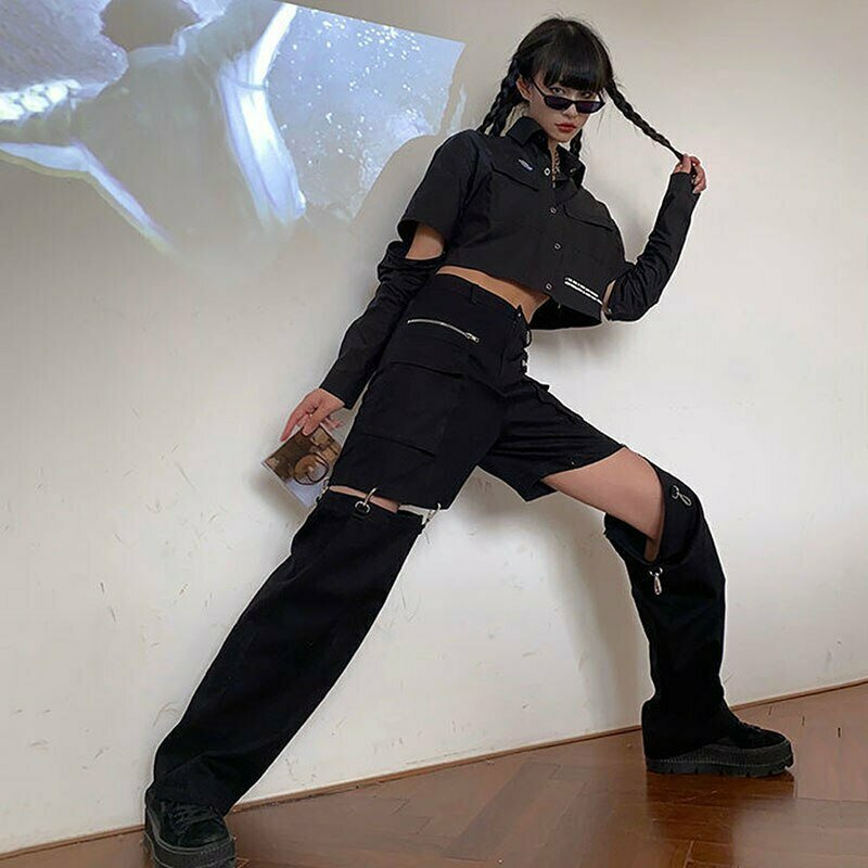 Egirl Y2K High Waist Pants - 90s Grunge, Retro Summer Outfits, Y2K Club &