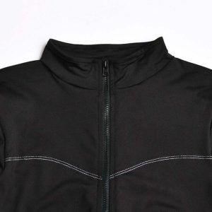 Elegant Zip-up Long Sleeve Tracksuit - Y2K & 90s Fashion, Grunge, Retro, Summer Outfits