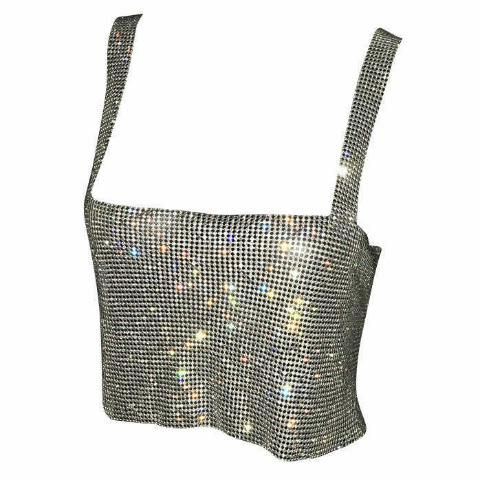 Feelin' So Icy Rhinestone Top - Y2K Summer Grunge, 90s Fashion, Retro Party Outfit