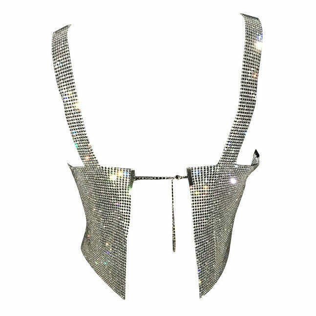 Feelin' So Icy Rhinestone Top - Y2K Summer Grunge, 90s Fashion, Retro Party Outfit