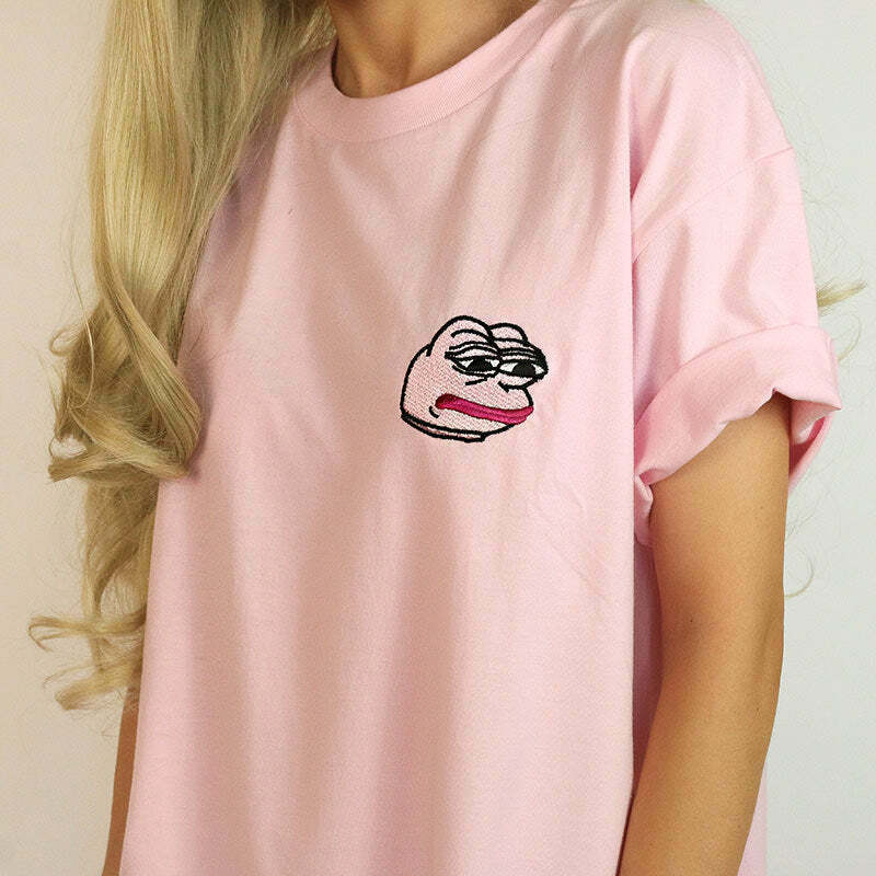 Feelz Bad Face T-Shirt in Pink - Y2K Summer Grunge, 90s Retro, Pastel Goth,