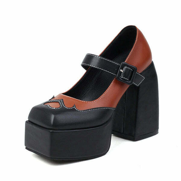 Flame Heart Platform Shoes - Y2K & 90s Fashion, Grunge, Retro, Goth, Party & Summer