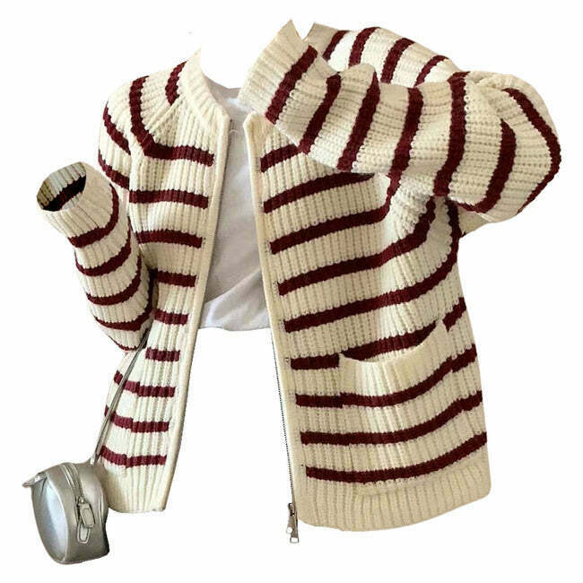 French Mood Striped Cardigan - Y2K & 90s Fashion, Grunge, Retro, Summer & Party Out