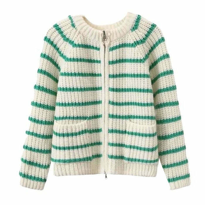 French Mood Striped Cardigan - Y2K & 90s Fashion, Grunge, Retro, Summer & Party Out