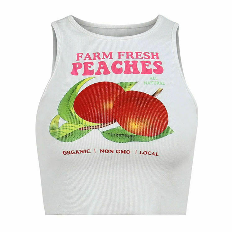 Fresh Peaches Ribbed Top - Y2K Summer Outfit, 90s Fashion, Grunge, Retro Style, Baby