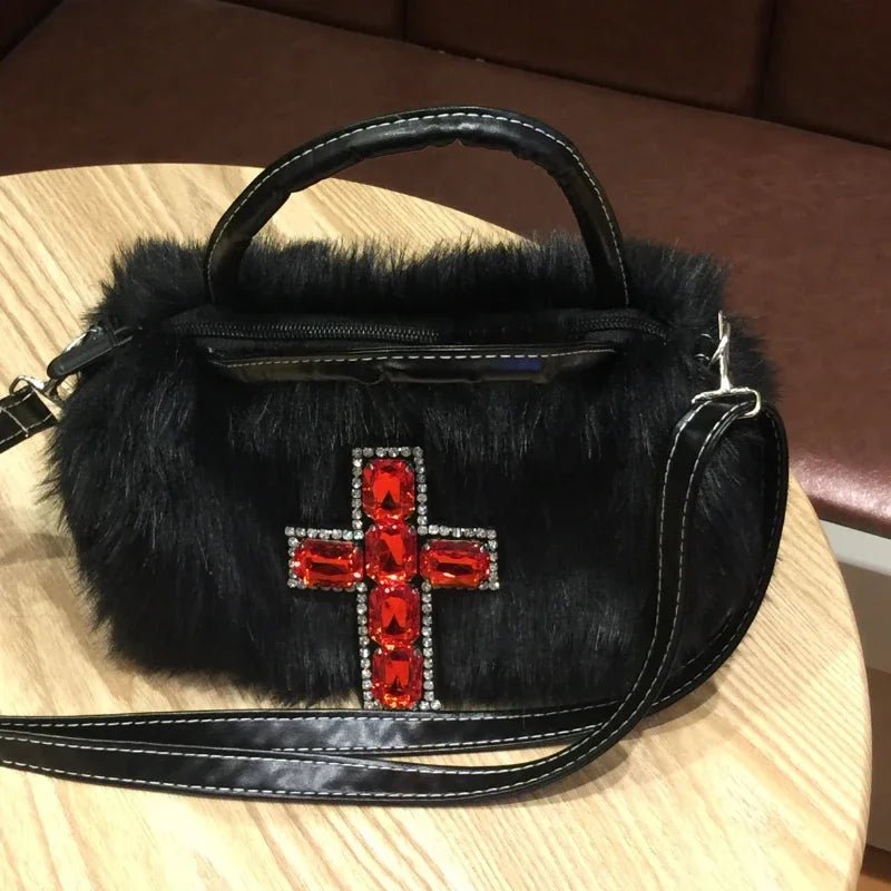 Gothic Cross Shoulder Bag - Y2K Grunge, 90s Retro, Summer Party, and Club Outfits