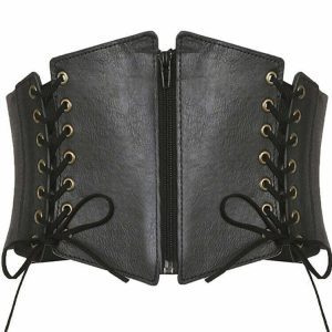 Gothic Faux Leather Corset - Y2K Grunge, 90s Fashion, Retro Summer Outfits, Y