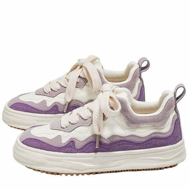 Gradient Wavy Aesthetic Sneakers - Y2K & 90s Fashion, Grunge, Retro, Pastel Goth,