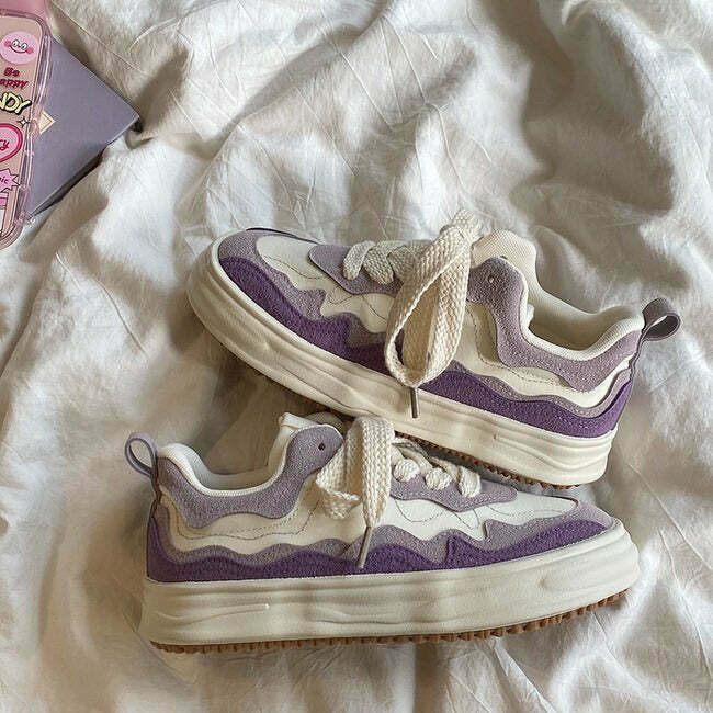 Gradient Wavy Aesthetic Sneakers - Y2K & 90s Fashion, Grunge, Retro, Pastel Goth,