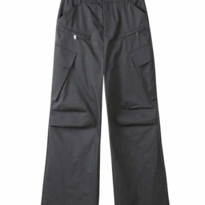 Gray Vintage Y2K Baggy Cargo Pants - 90s Grunge, Retro Summer, Y2K Club & Party