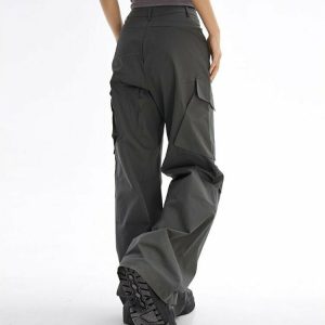 Gray Vintage Y2K Baggy Cargo Pants - 90s Grunge, Retro Summer, Y2K Club & Party