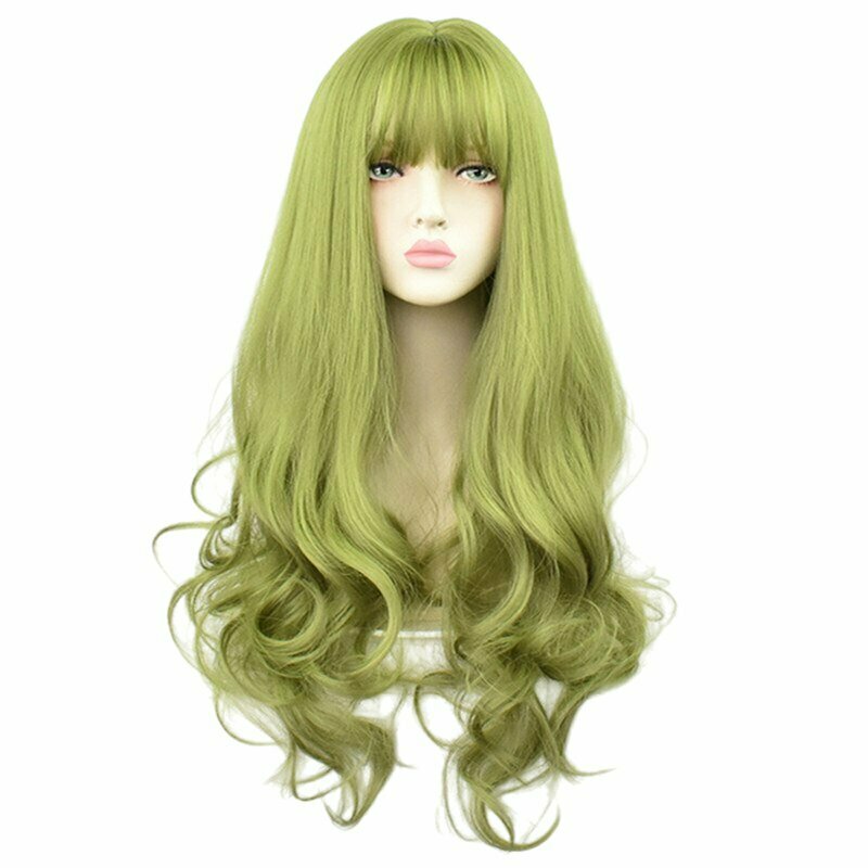 "Green Black Curly Wig - Y2K & 90s Fashion, Grunge, Retro, Gothic, Party &