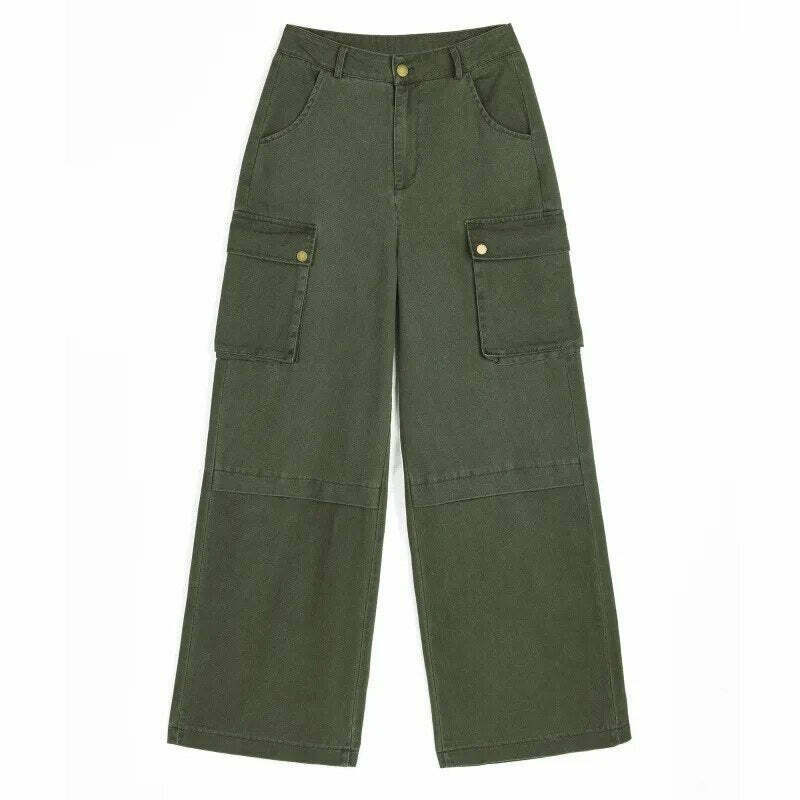 Green Y2K Safari Cargo Pants - Retro 90s Grunge Summer Outfit, Y2K Fashion Essentials