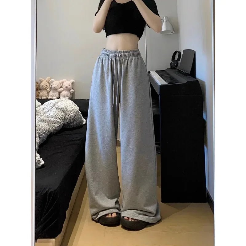 Grey Casual Wide Joggers - Y2K & 90s Fashion, Grunge, Retro, Summer & Party Outfits