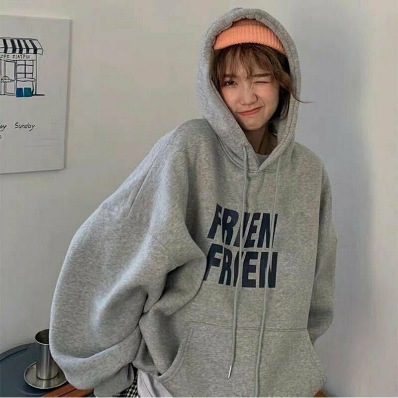 "Grey Fleece Hoodie - Y2K & 90s Fashion, Grunge, Retro, Summer & Party Outfits