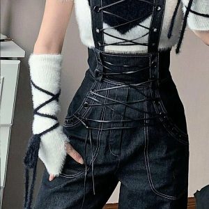 Harajuku Bandage High Waist Pants - Y2K Grunge, 90s Fashion, Retro Summer Outfits,