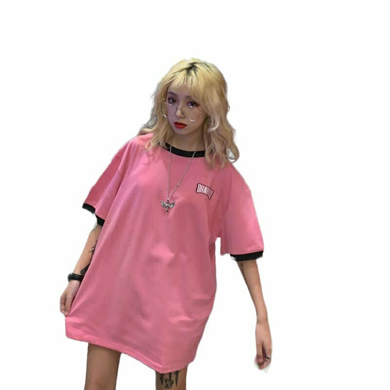 Harajuku Style Pink T-shirt - Y2K Summer Grunge Outfit, 90s Fashion, Retro Y2K