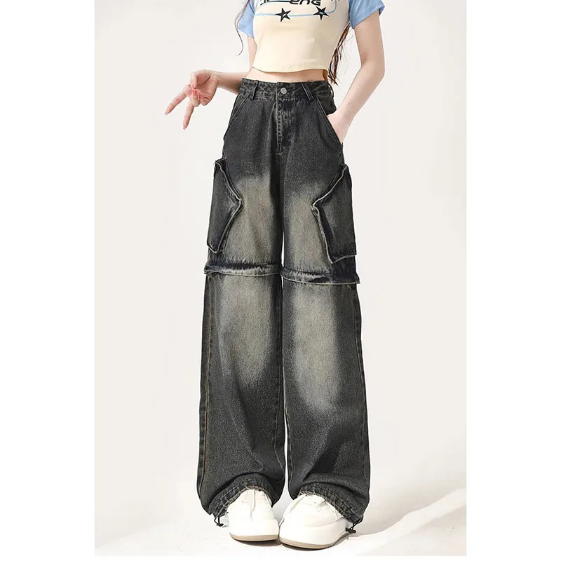 Harajuku Vintage High Waist Loose Jeans - Y2K Wide Leg Baggy Denim Trouser