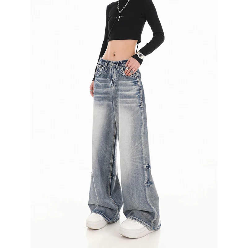 Harajuku Vintage High Waist Loose Jeans - Y2K Wide Leg Baggy Denim Trouser