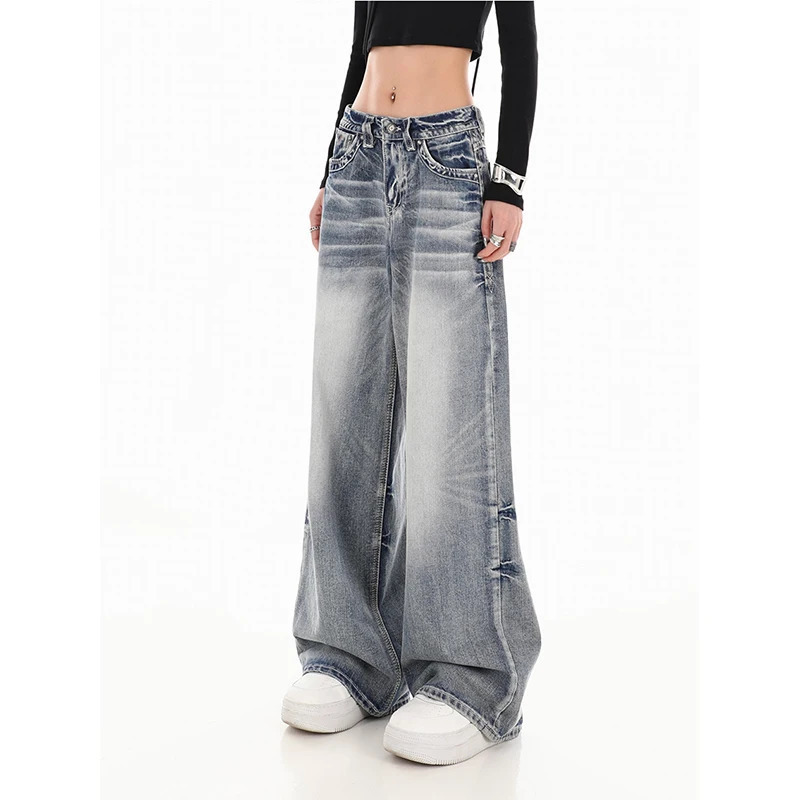 Harajuku Vintage High Waist Loose Jeans - Y2K Wide Leg Baggy Denim Trouser