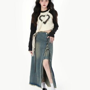 Heartfelt Harmony Layered T-Shirts - Y2K & 90s Fashion, Grunge, Retro, Pastel Goth