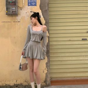 Heathered Hues Layered Dress - Y2K Summer Outfit, 90s Fashion, Grunge, Retro Style,