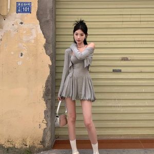 Heathered Hues Layered Dress - Y2K Summer Outfit, 90s Fashion, Grunge, Retro Style,