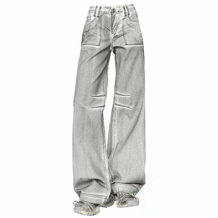 High Fashion Silver Jeans - Y2K & 90s Grunge Summer Outfits, Retro Style, Y2K Party