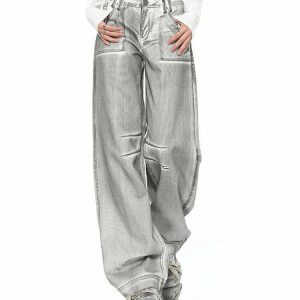 High Fashion Silver Jeans - Y2K & 90s Grunge Summer Outfits, Retro Style, Y2K Party