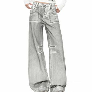 High Fashion Silver Jeans - Y2K & 90s Grunge Summer Outfits, Retro Style, Y2K Party