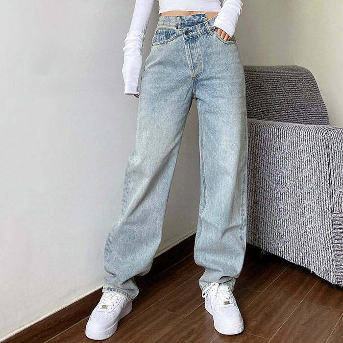 High Rise Straight Leg Jeans - Y2K & 90s Fashion, Grunge, Retro, Summer & Party Outfits