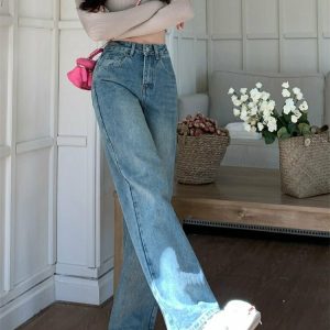 High Waist Blue Vintage Jeans - Y2K & 90s Fashion, Grunge, Retro, Summer & Party Outfits