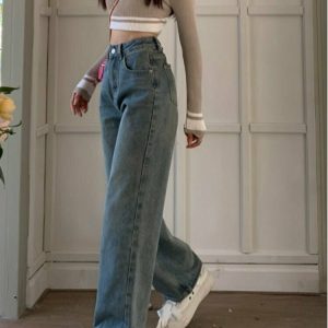 High Waist Blue Vintage Jeans - Y2K & 90s Fashion, Grunge, Retro, Summer & Party Outfits