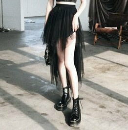 High Waist Goth Mesh Skirt - Y2K Grunge, 90s Fashion, Retro Summer Outfit